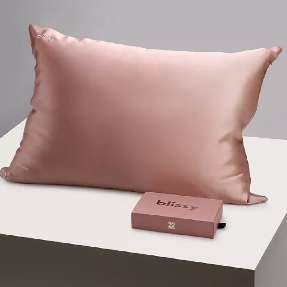 NWT Blissy 100% Mulberry Silk Pillowcase with zipper Queen/Rose Gold